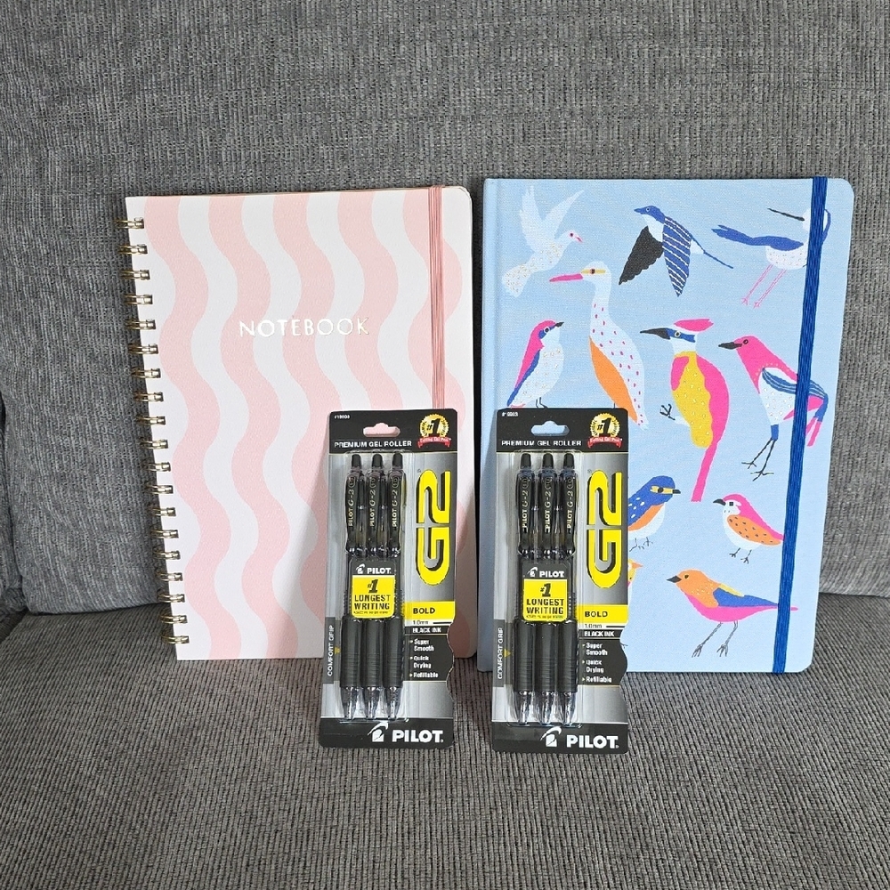 Two Threshold Notebook/Journals And‎ Two Packs Of Pilot G2 Gel Pens, New